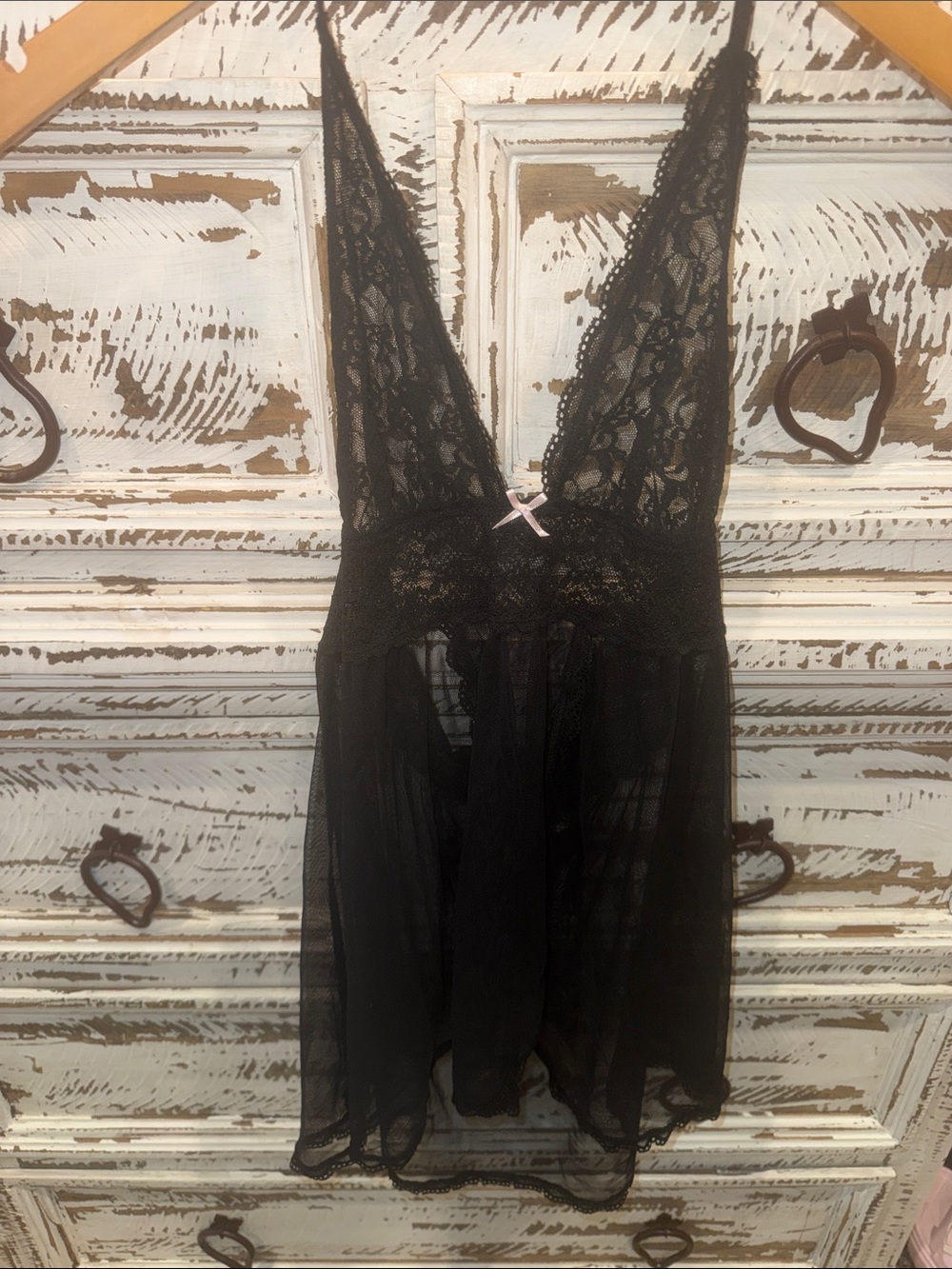 Black Lace & Mesh Babydoll Chemise - Women Intimates . NEVER BEEN WORN!
